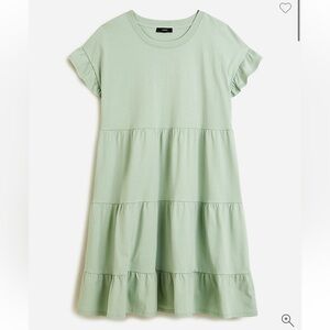 NWT J.Crew Tiered dress in broken-in jersey Large Light Mint Green